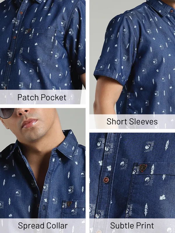 Men's_Denimax_Blue_Denim_Half_Sleeves_Tailored_Fit_Printed_Casual_Shirt