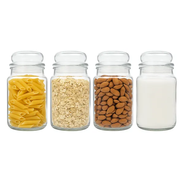 Airtight_Glass_Storage_Jars_with_Lids_–_Set_of_4_|_800_ml_Capacity_Each_|_5_Inch_Height_x_3.5_Inch_Diameter_|_Transparent_Kitchen_Containers_for_Pasta,_Spices,_Snacks_&_Dry_Fruits