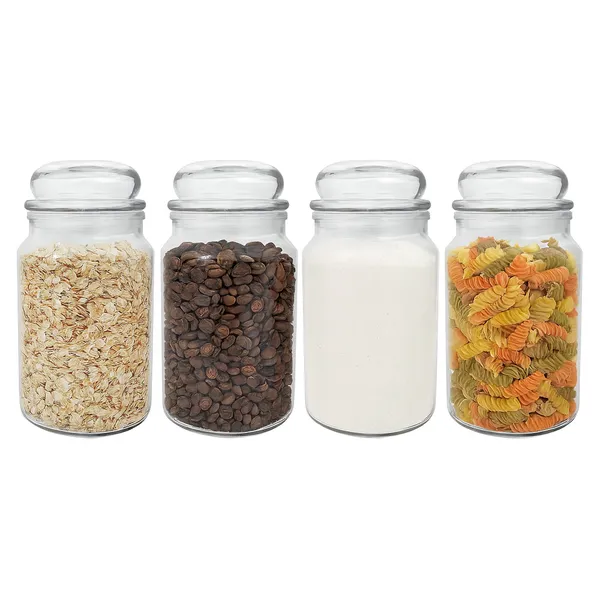 Airtight_Glass_Storage_Jars_with_Lids_–_Set_of_4_|_800_ml_Capacity_Each_|_5_Inch_Height_x_3.5_Inch_Diameter_|_Transparent_Kitchen_Containers_for_Pasta,_Spices,_Snacks_&_Dry_Fruits