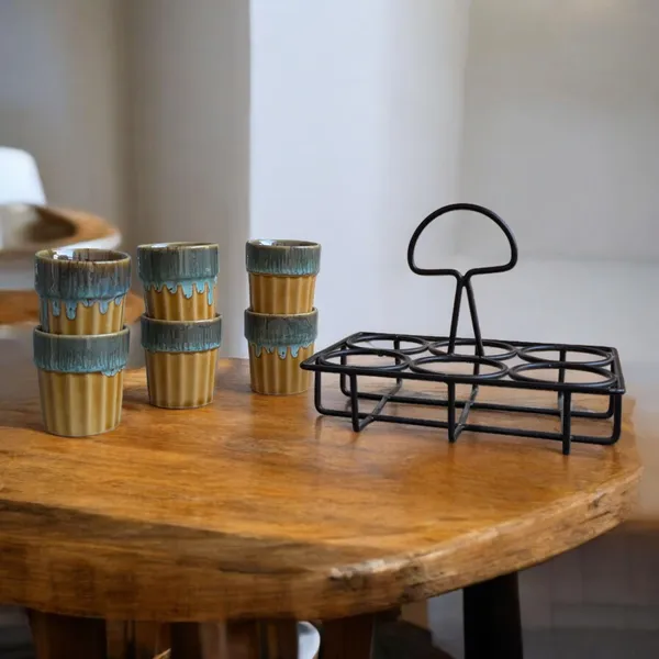Handcrafted_Ceramic_Kulhad_Set_with_Metal_Stand_-_6_Cups_(120_ML_Each)