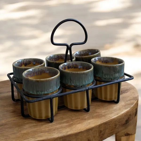 Handcrafted_Ceramic_Kulhad_Set_with_Metal_Stand_-_6_Cups_(120_ML_Each)