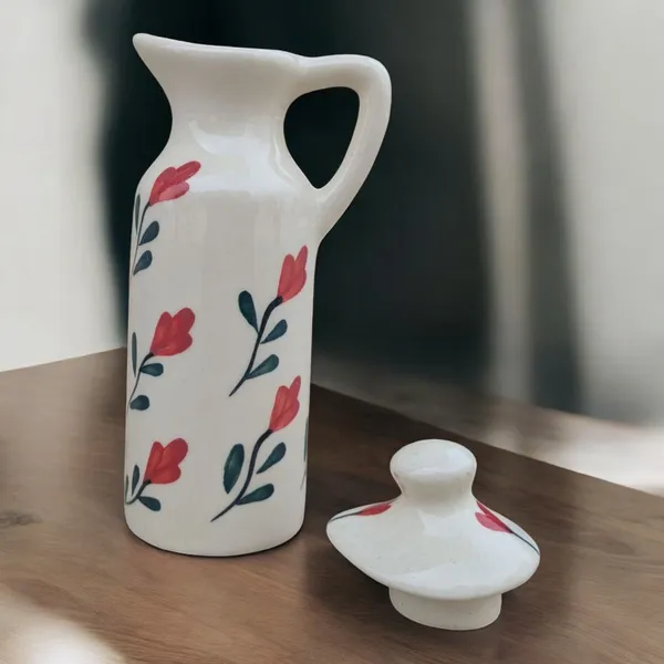 Handcrafted_Ceramic_Oil_Dispenser_Bottle_–_300ML,_Floral_Design