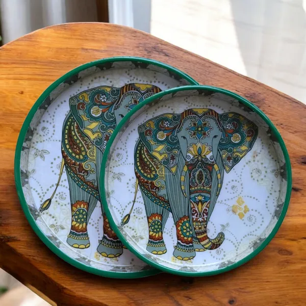 Handcrafted_Elephant-Themed_Round_Trays_�_Set_of_2