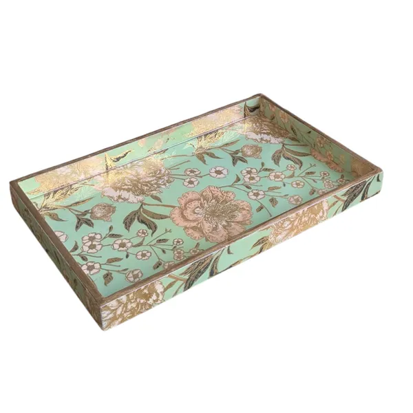 Handcrafted_Floral_MDF_Rectangular_Decorative_Serving_Tray_–_11_x_7_Inches,_1_Inch_Height