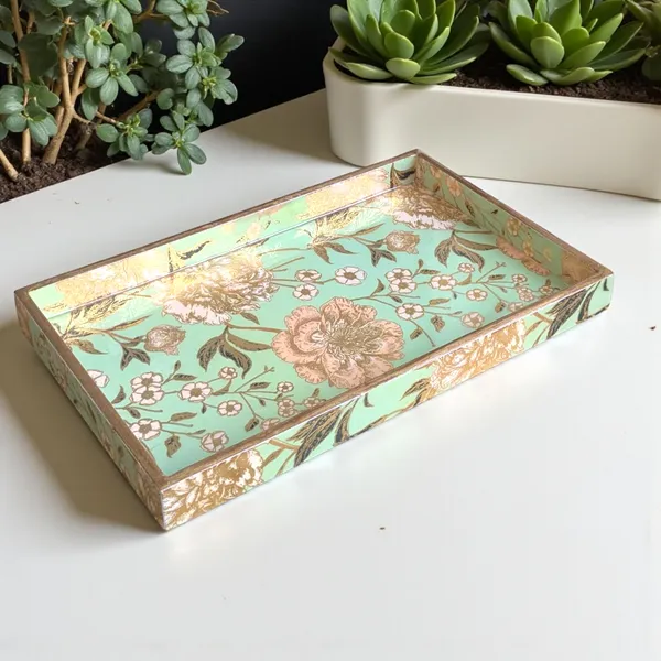 Handcrafted_Floral_MDF_Rectangular_Decorative_Serving_Tray_–_11_x_7_Inches,_1_Inch_Height