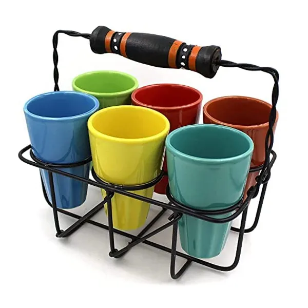 MADARKS_Ceramic_Tea_Glasses_(Cutting_Chai_Glasses)_with_Holder_Stand,_Set_of_6,Multicolor_|Set_of_6_Kullar_Set_with_Stand_Caddy_|