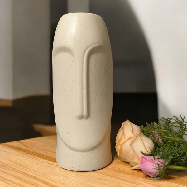 MADARKS_Handcrafted_Ceramic_Face_Vase_–_10.5_Inch_Height,_4_Inch_Diameter_|_Marble_Finish_|_Decorative_Accent_for_Home_&_Office