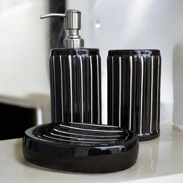 Madarks_3-Piece_Black_Ceramic_Bathroom_Set_�_Soap_Dispenser,_Tumbler,_and_Soap_Dish
