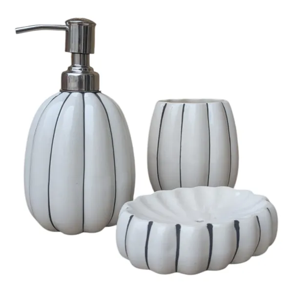 Madarks_3-Piece_Ceramic_Bathroom_Accessory_Set_|_Handcrafted_Soap_Dispenser,_Toothbrush_Holder_&_Soap_Dish_|_White_with_Black_Lines_|_Modern_Minimalist_Bath_Counter_Set