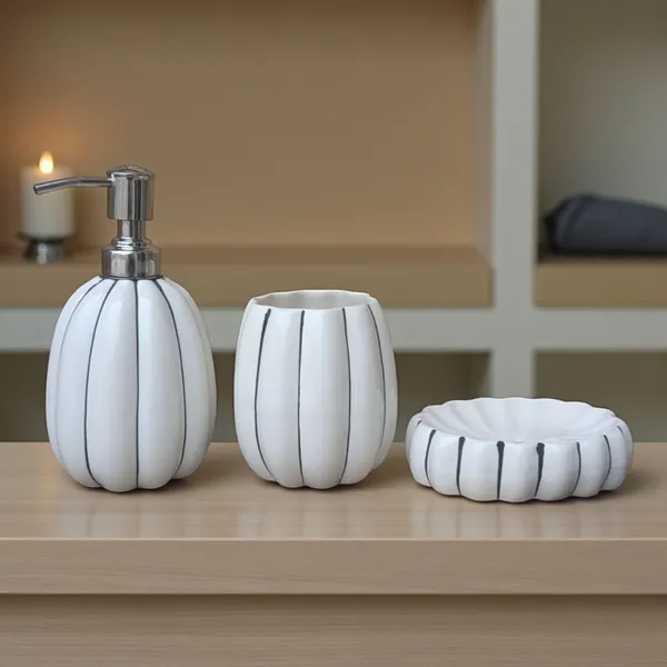 Madarks_3-Piece_Ceramic_Bathroom_Accessory_Set_|_Handcrafted_Soap_Dispenser,_Toothbrush_Holder_&_Soap_Dish_|_White_with_Black_Lines_|_Modern_Minimalist_Bath_Counter_Set
