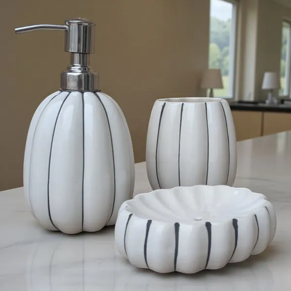 Madarks_3-Piece_Ceramic_Bathroom_Accessory_Set_|_Handcrafted_Soap_Dispenser,_Toothbrush_Holder_&_Soap_Dish_|_White_with_Black_Lines_|_Modern_Minimalist_Bath_Counter_Set