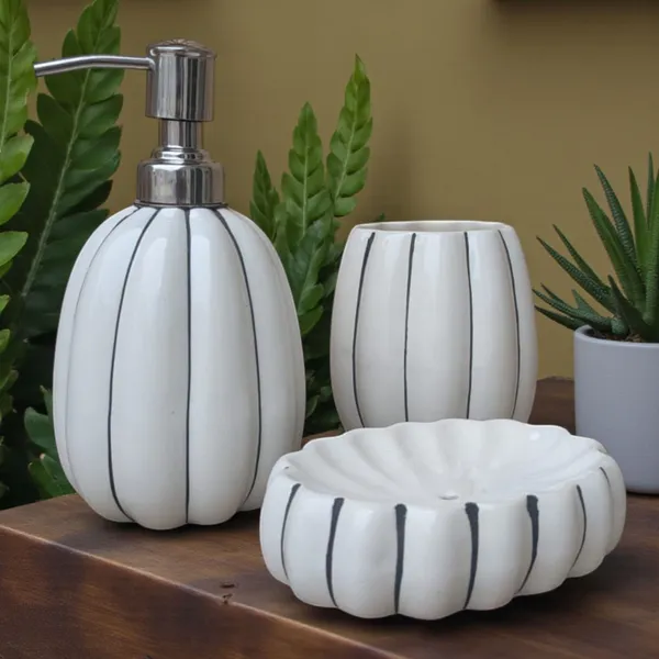 Madarks_3-Piece_Ceramic_Bathroom_Accessory_Set_|_Handcrafted_Soap_Dispenser,_Toothbrush_Holder_&_Soap_Dish_|_White_with_Black_Lines_|_Modern_Minimalist_Bath_Counter_Set