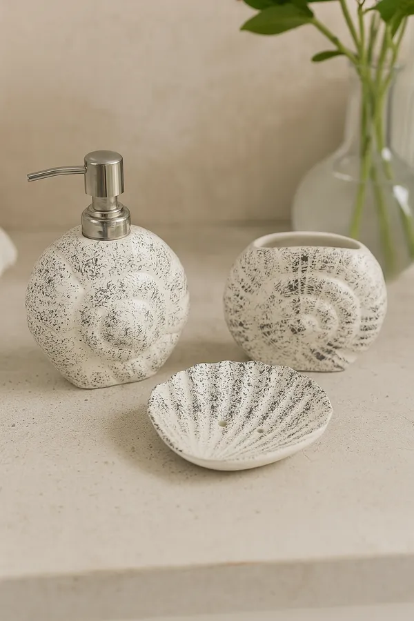 Madarks_3-Piece_Ceramic_Bathroom_Accessory_Set_–_Seashell-Inspired_Design_|_Soap_Dispenser,_Toothbrush_Holder_&_Soap_Dish_|_Handcrafted_Coastal_Bathroom_Décor