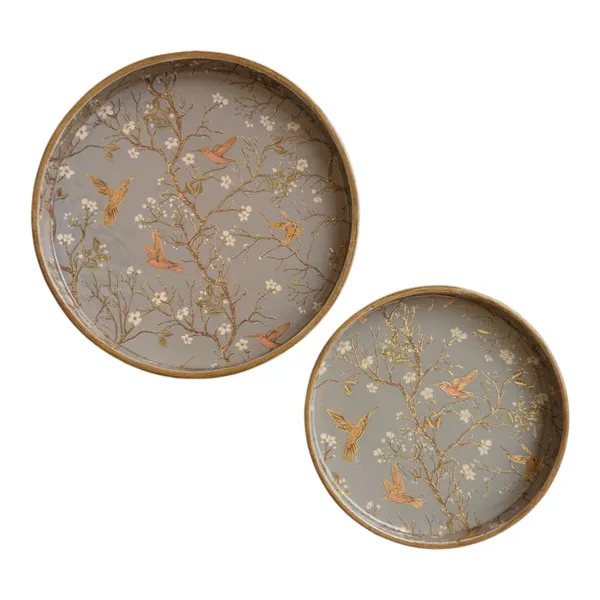 Madarks_Bird_&_Blossom_Enamelled_Round_Serving_Tray_Set_–_9"_&_7",_Decorative_MDF_Trays_with_Resin_Coating_for_Home,_Kitchen_&_Gifting_(Set_of_2)