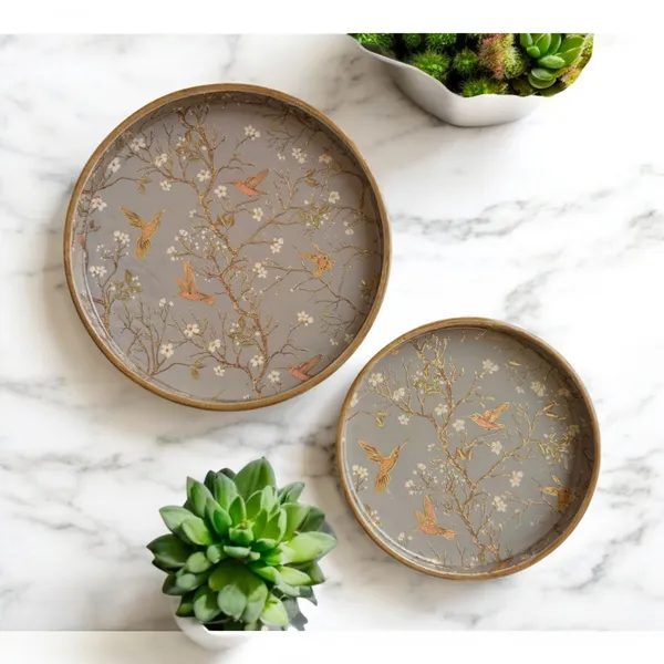 Madarks_Bird_&_Blossom_Enamelled_Round_Serving_Tray_Set_–_9"_&_7",_Decorative_MDF_Trays_with_Resin_Coating_for_Home,_Kitchen_&_Gifting_(Set_of_2)