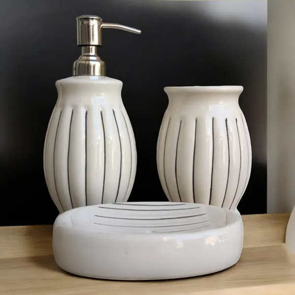 Madarks_Ceramic_Bathroom_Accessories_Set_of_3,_Modern_Bath_Set_with_Liquid_handwash,_Soap_Dispenser_and_Toothbrush_Holder,_Luxury_Gift_Accessory_for_Home_Rust-Proof_(White_Strip_Bathroom_Set)