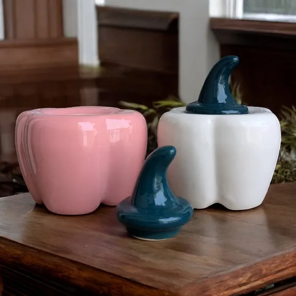 Madarks_Ceramic_Bell_Pepper_Shaped_Jars_–_Pink_&_White,_300_ml,_11_cm_Diameter,_12.5_cm_Height,_Non-Air_Tight_–_Set_of_2,_Decorative_&_Functional_Kitchen_Storage