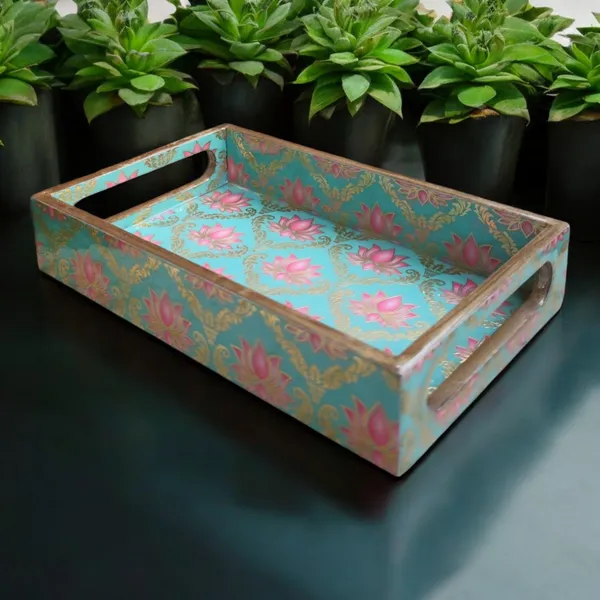 Madarks_Decorative_MDF_Serving_Tray_with_Lotus_Motif_–_Small,_Eco-Friendly_Design_(20_x_12.5_x_4_cm)