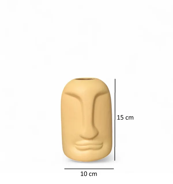 Madarks_Dual_Set_Face_Vases_–_Beige_&_Yellow_|_Abstract_Ceramic_Sculpture_Vases_|_15_cm_|_Modern_Home_Decor