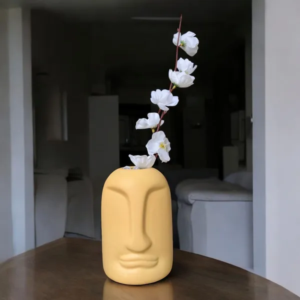 Madarks_Dual_Set_Face_Vases_–_Beige_&_Yellow_|_Abstract_Ceramic_Sculpture_Vases_|_15_cm_|_Modern_Home_Decor