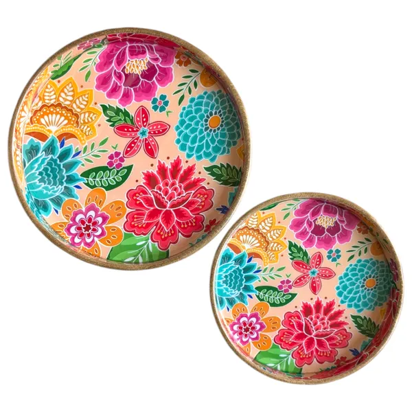 Madarks_Floral_Bliss_Round_MDF_Decorative_Tray_Set