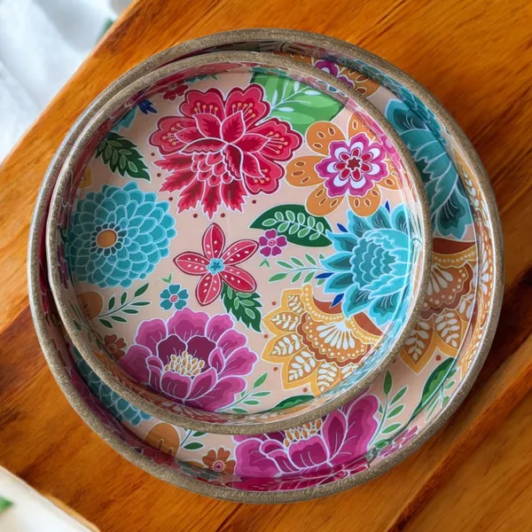 Madarks_Floral_Bliss_Round_MDF_Decorative_Tray_Set