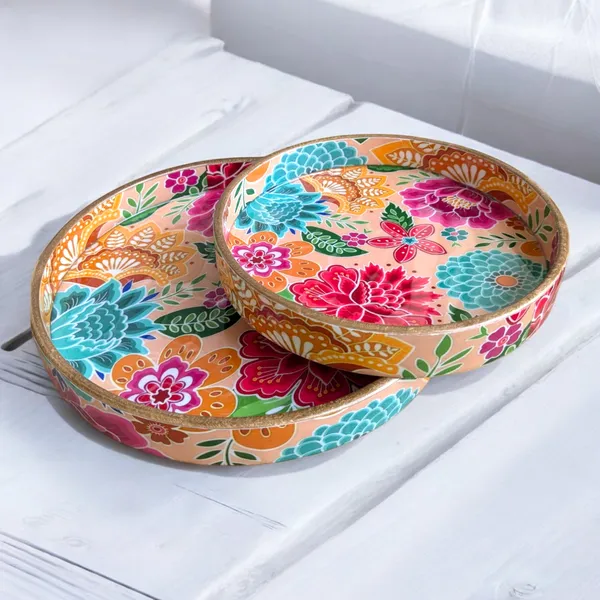 Madarks_Floral_Bliss_Round_MDF_Decorative_Tray_Set