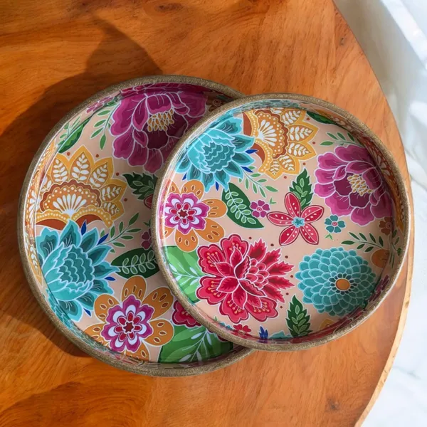 Madarks_Floral_Bliss_Round_MDF_Decorative_Tray_Set