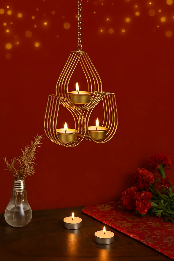 Madarks_Gold_Iron_Hanging_Tealight_Candle_Holder_|_Handcrafted_Decorative_Diya_Stand_for_Home_Décor_|_3-Holder_Design_for_Tealights_–_12_x_6_x_17_cm