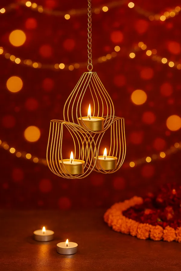 Madarks_Gold_Iron_Hanging_Tealight_Candle_Holder_|_Handcrafted_Decorative_Diya_Stand_for_Home_Décor_|_3-Holder_Design_for_Tealights_–_12_x_6_x_17_cm