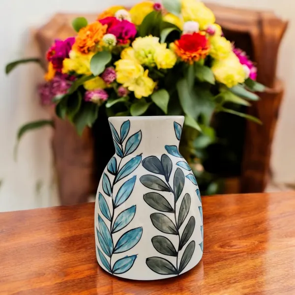 Madarks_Hand-Painted_Ceramic_Vase_with_Botanical_Design,_Pack_of_1,_Made_in_India