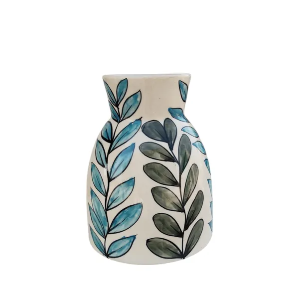Madarks_Hand-Painted_Ceramic_Vase_with_Botanical_Design,_Pack_of_1,_Made_in_India