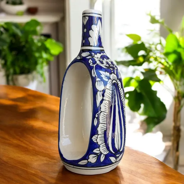 Madarks_Handcrafted_Blue_Ceramic_Hollow_Vase_�_11_Inches_Tall
