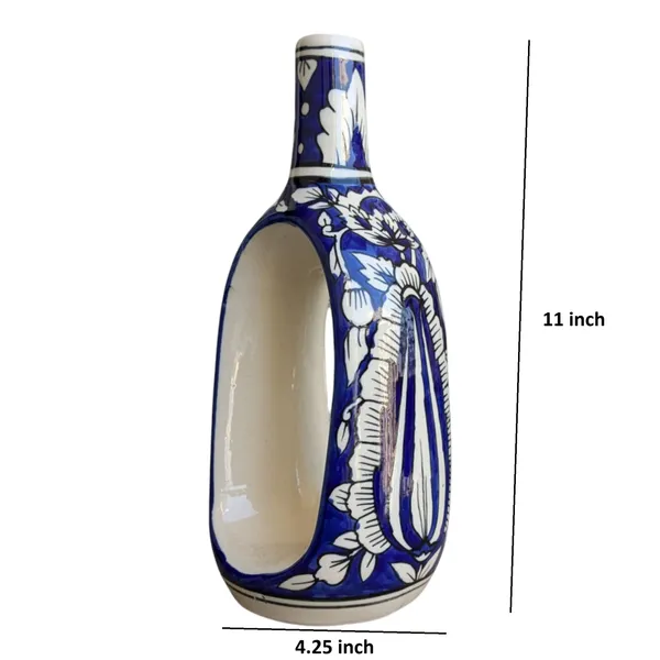 Madarks_Handcrafted_Blue_Ceramic_Hollow_Vase_�_11_Inches_Tall