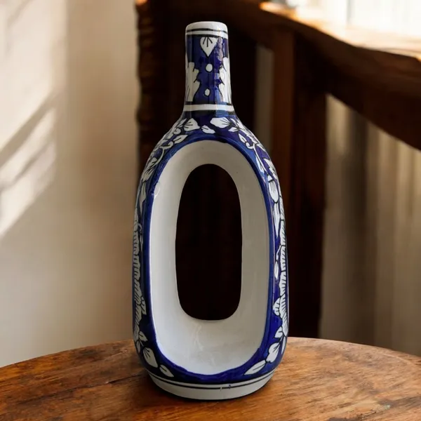 Madarks_Handcrafted_Blue_Ceramic_Hollow_Vase_�_11_Inches_Tall