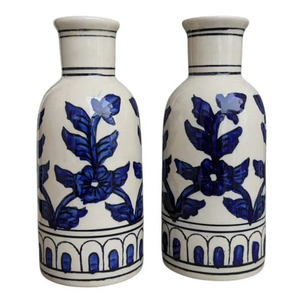 Madarks_Handcrafted_Blue_Floral_Ceramic_Vase_Set_(Set_of_2)
