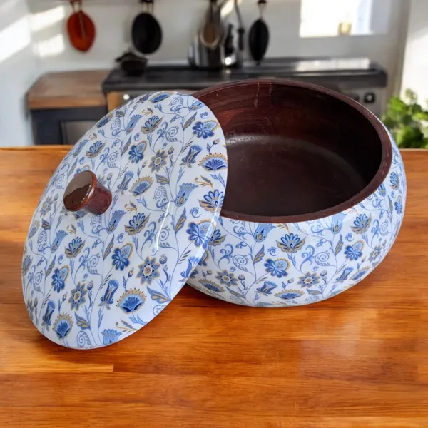 Madarks_Handcrafted_Blue_Floral_Design_Mango_Wood_Roti_Box