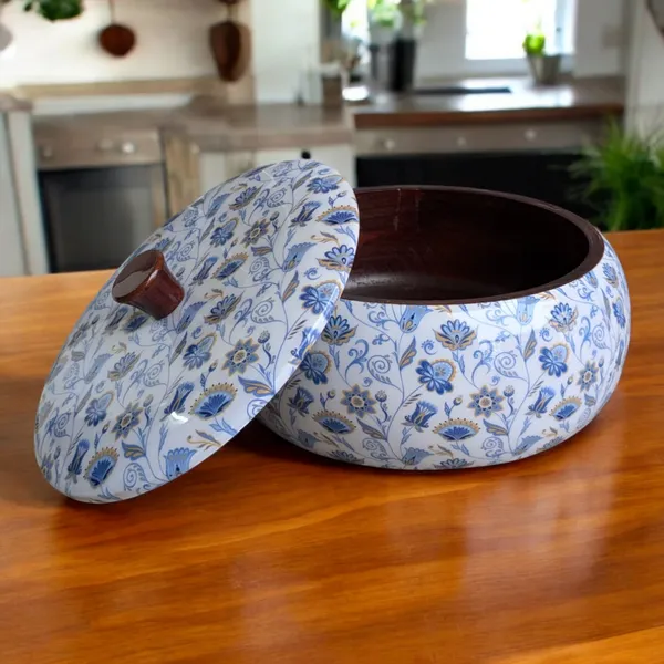 Madarks_Handcrafted_Blue_Floral_Design_Mango_Wood_Roti_Box