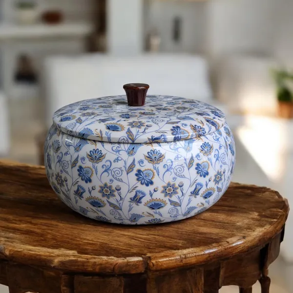 Madarks_Handcrafted_Blue_Floral_Design_Mango_Wood_Roti_Box