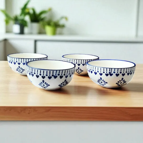Madarks_Handcrafted_Ceramic_Bowls_–_Set_of_4_|_Light_Grey_with_Blue_Heart_Design_|_300_ml_|_11_cm_x_5_cm_(4.3_in_x_2_in)_|_Microwave_&_Dishwasher_Safe