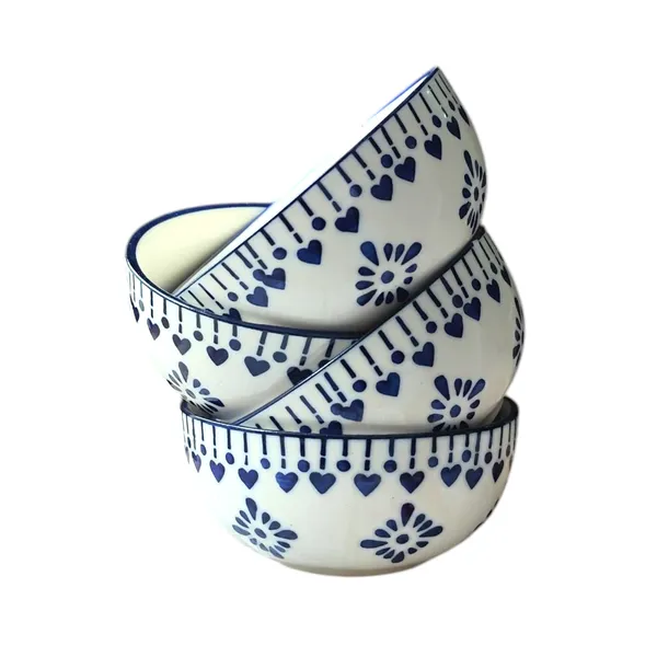 Madarks_Handcrafted_Ceramic_Bowls_–_Set_of_4_|_Light_Grey_with_Blue_Heart_Design_|_300_ml_|_11_cm_x_5_cm_(4.3_in_x_2_in)_|_Microwave_&_Dishwasher_Safe