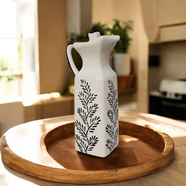Madarks_Handcrafted_Ceramic_Oil_Dispenser_–_300_ml_|_18_cm_Height_|_Multipurpose_Bottle_for_Oil,_Vinegar_&_Liquids_|_Leaf_Design_|_With_Lid_|_Made_in_India