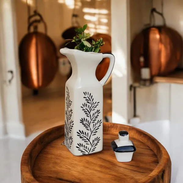 Madarks_Handcrafted_Ceramic_Oil_Dispenser_–_300_ml_|_18_cm_Height_|_Multipurpose_Bottle_for_Oil,_Vinegar_&_Liquids_|_Leaf_Design_|_With_Lid_|_Made_in_India