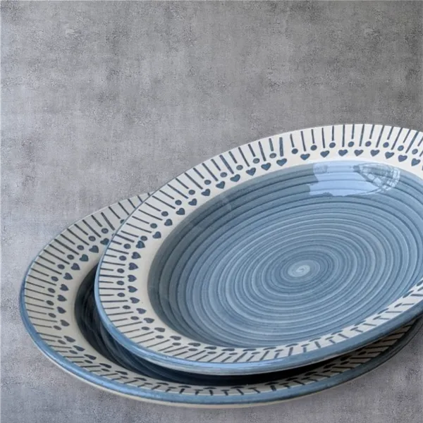 Madarks_Handcrafted_Ceramic_Pasta_Plates_–_Blue_Spiral_with_Heart_Border,_Set_of_2,_8_Inch_Diameter,_Microwave_&_Dishwasher_Safe