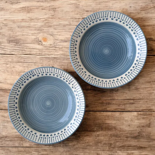 Madarks_Handcrafted_Ceramic_Pasta_Plates_–_Blue_Spiral_with_Heart_Border,_Set_of_2,_8_Inch_Diameter,_Microwave_&_Dishwasher_Safe