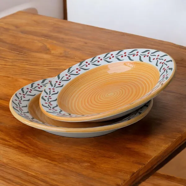 Madarks_Handcrafted_Ceramic_Pasta_Plates_–_Set_of_2,_8_Inch_Diameter,_Floral_Rim_Design,_Microwave_Safe,_Made_in_India