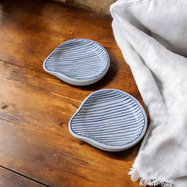 Madarks_Handcrafted_Ceramic_Spoon_Rest_–_Blue_Striped_Design_–_5.5_x_5_Inch_–_Made_in_India_–_Set_of_2