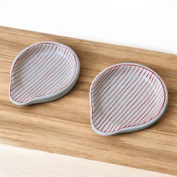 Madarks_Handcrafted_Ceramic_Spoon_Rest_–_Red_Striped_Design_–_5.5_x_5_Inch_–_Made_in_India_–_Set_of_2