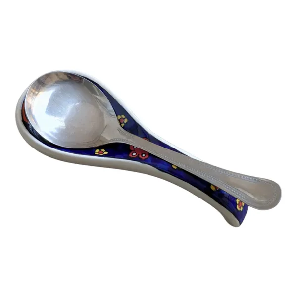 Madarks_Handcrafted_Ceramic_Spoon_Rest_–_Vibrant_Blue_Floral_Design