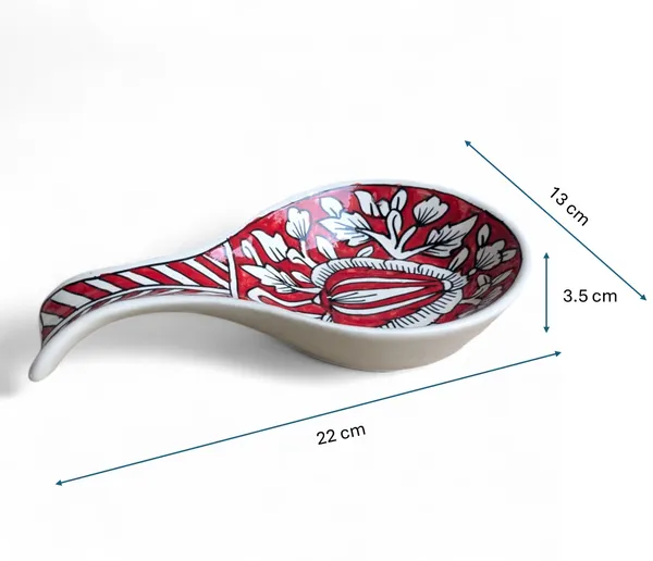 Madarks_Handcrafted_Ceramic_Spoon_Rest_with_Floral_Red_and_White_Design_�_Kitchen_Spoon_Rest